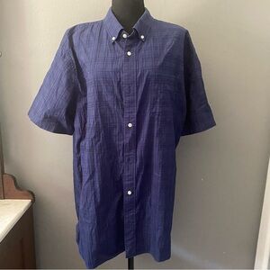 M & S Short Sleeve Navy Blue Button Front Side Hem Detail Wear Untucked Size 3XL